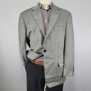 Chereskin Men's Sport Coat Blazer Two‎ Button Gray Herringbone 100% Silk 42R